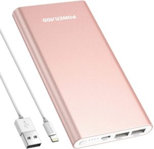 Pink portable phone charger